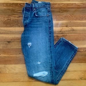 Levi’s 501 Distressed White Oak Cone Denim Jeans